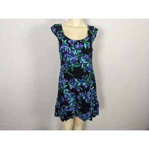 Ann Taylor Floral cap sleeve ruffle hem high low dress‎ sz 6P